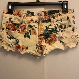Floral jean shorts